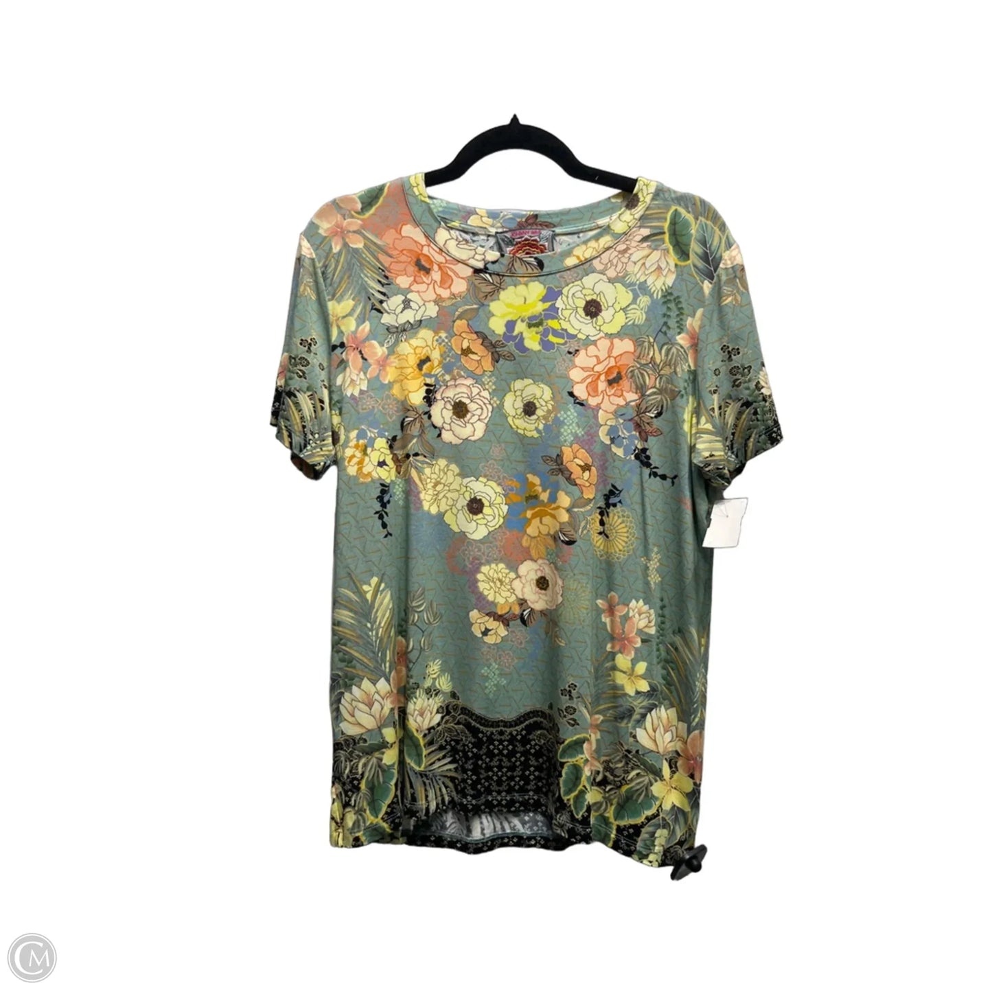 Top Short Sleeve By Johnny Was In Green & Orange, Size: L