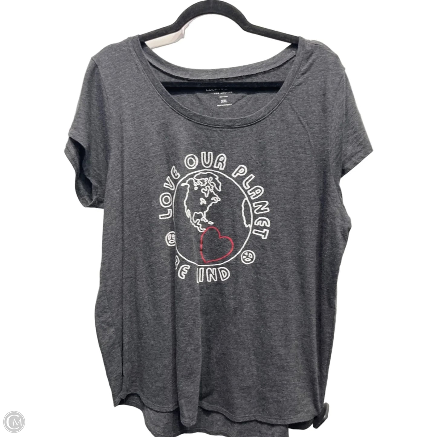 Top Short Sleeve Basic By Lucky Brand In Grey, Size: Xxl