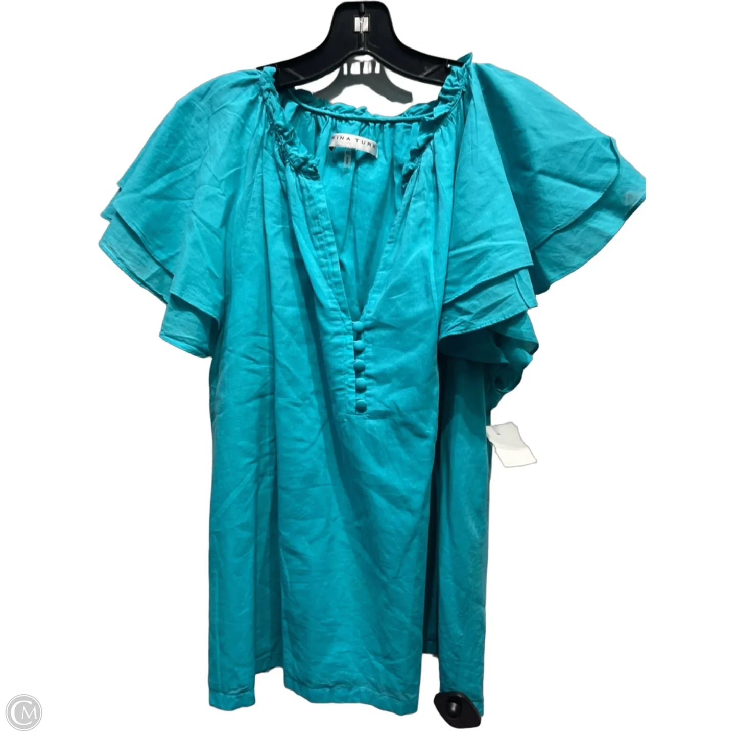 Top Short Sleeve By Trina Turk In Teal, Size: Xl