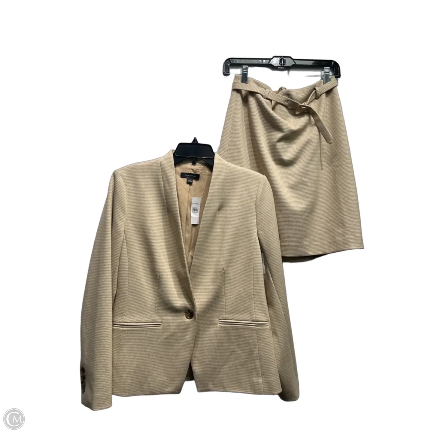 Skirt Set 2pc By Ann Taylor In Tan & White, Size: 6