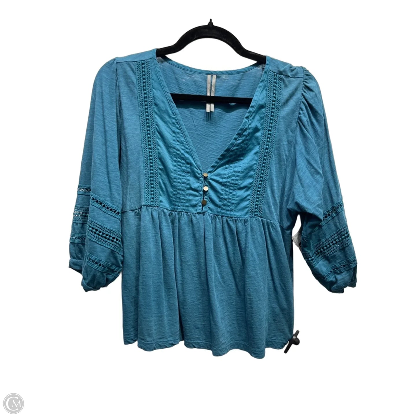 Top 3/4 Sleeve By Anthropologie In Teal, Size: Xs