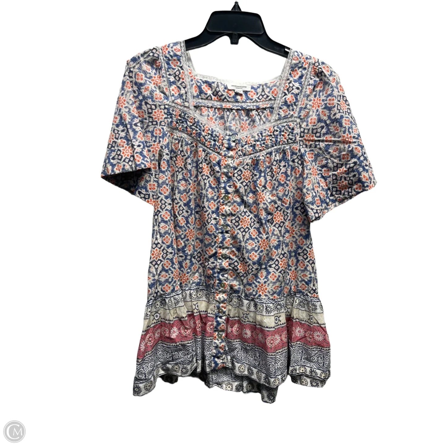 Top Short Sleeve By Beachlunchlounge In Blue & Orange, Size: S