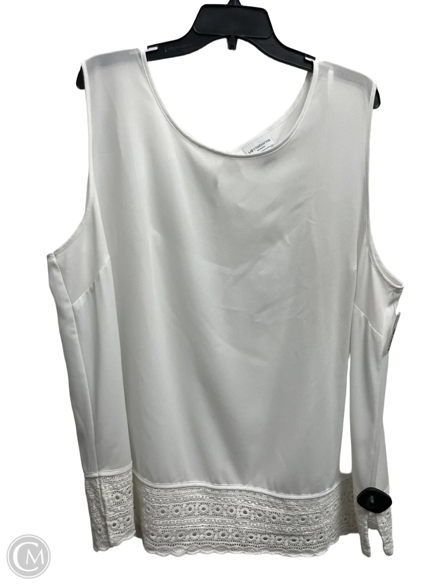 Top Sleeveless By Liz Claiborne In White, Size: 2x