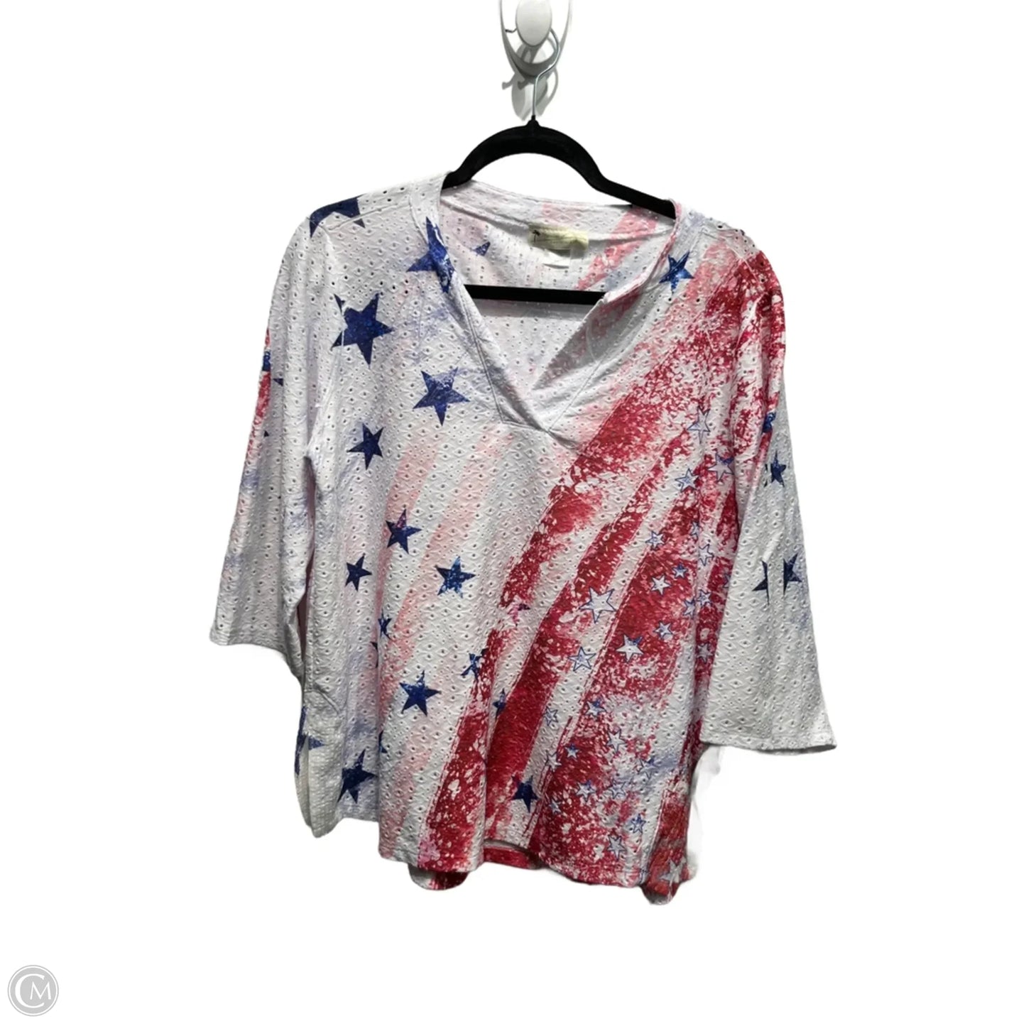 Top Long Sleeve By Impulse In Blue & Red & White, Size: M