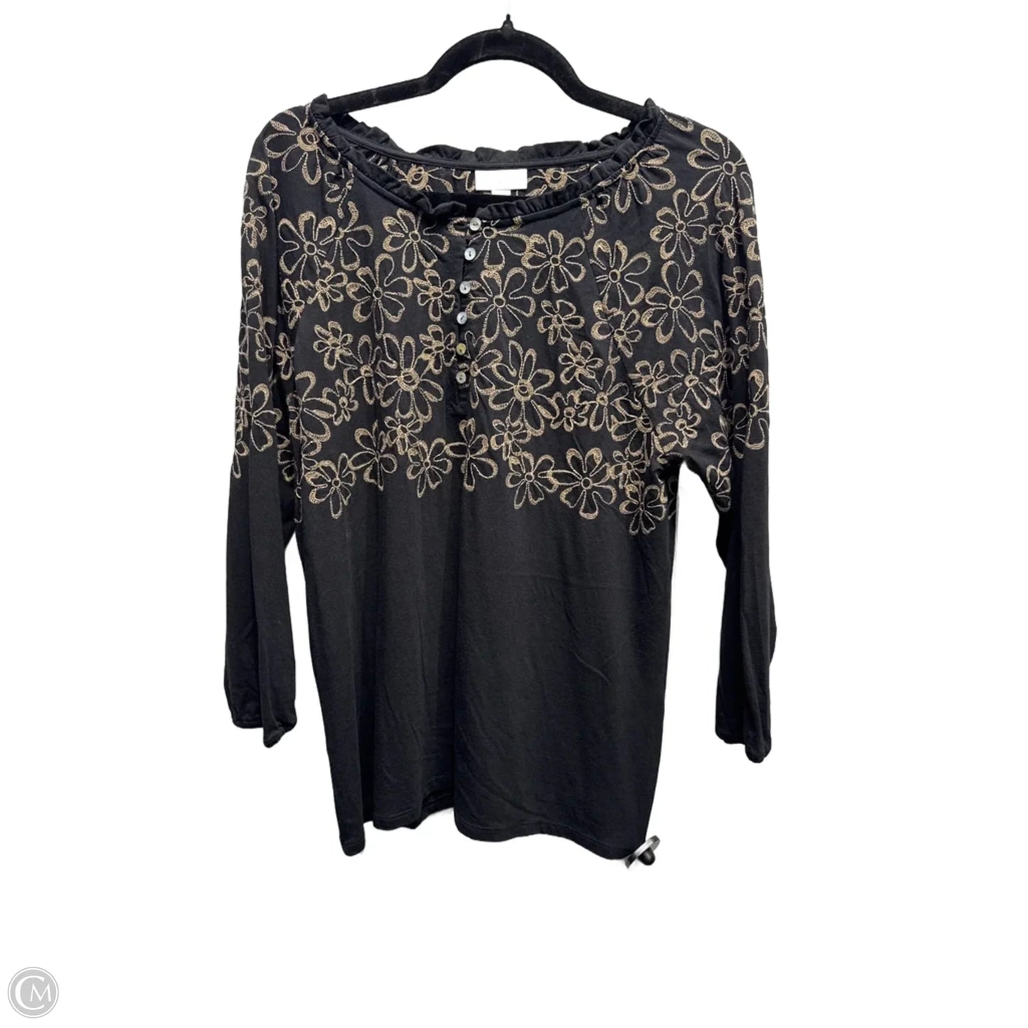 Top Long Sleeve By J. Jill In Black & Brown, Size: M