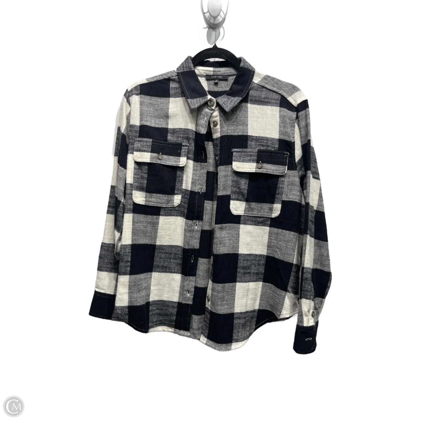 Top Long Sleeve By Love Tree In Black & White, Size: S