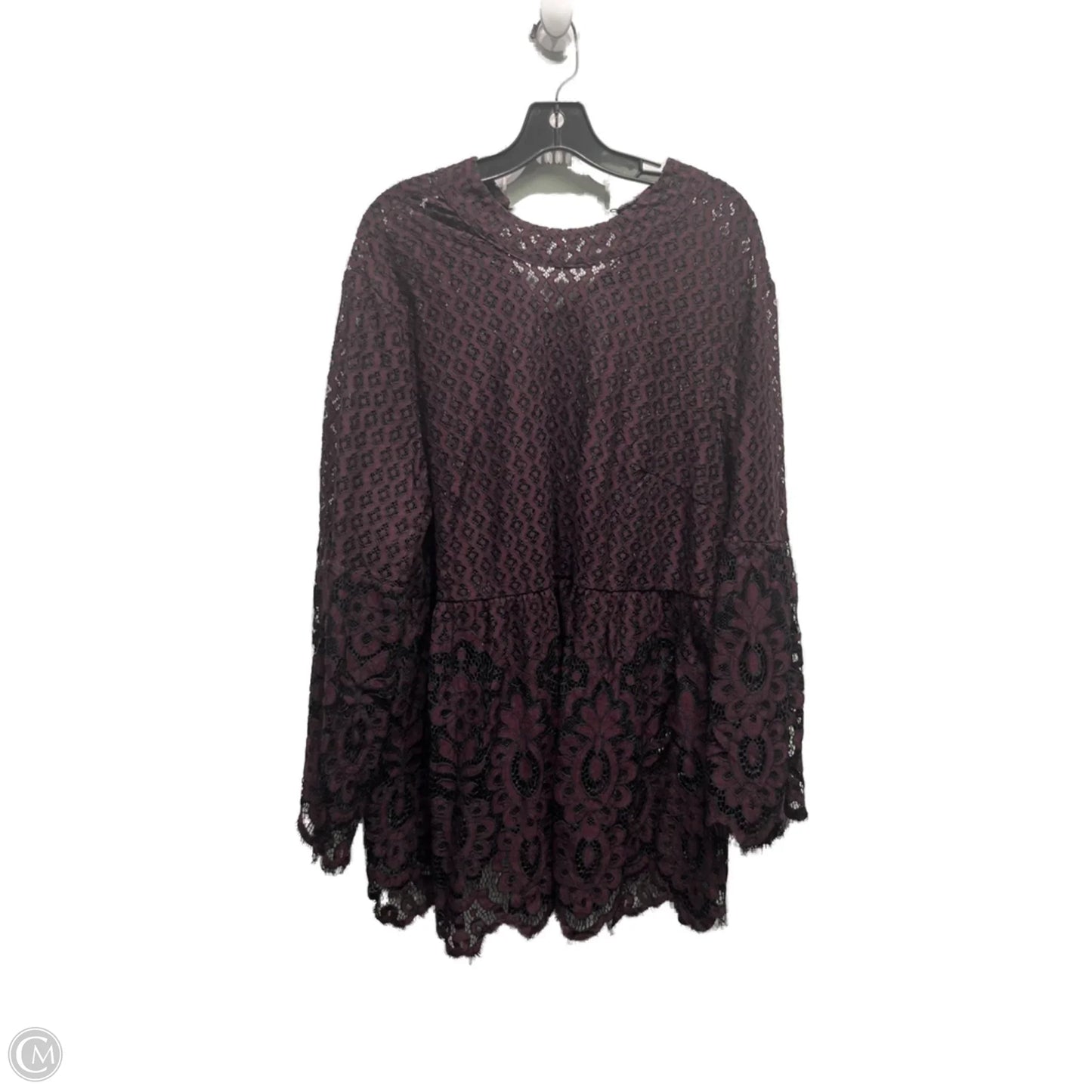Top Long Sleeve By Lane Bryant In Black & Purple, Size: 1x