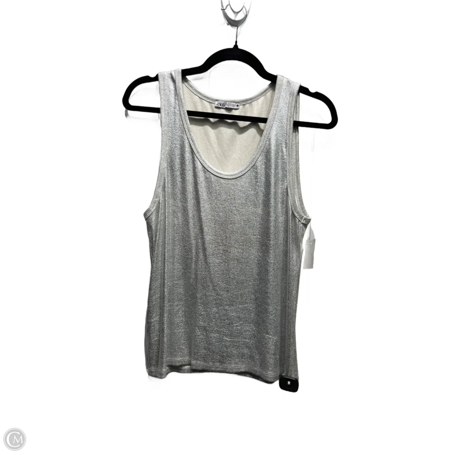 Top Sleeveless By Zara In Silver, Size: Xl