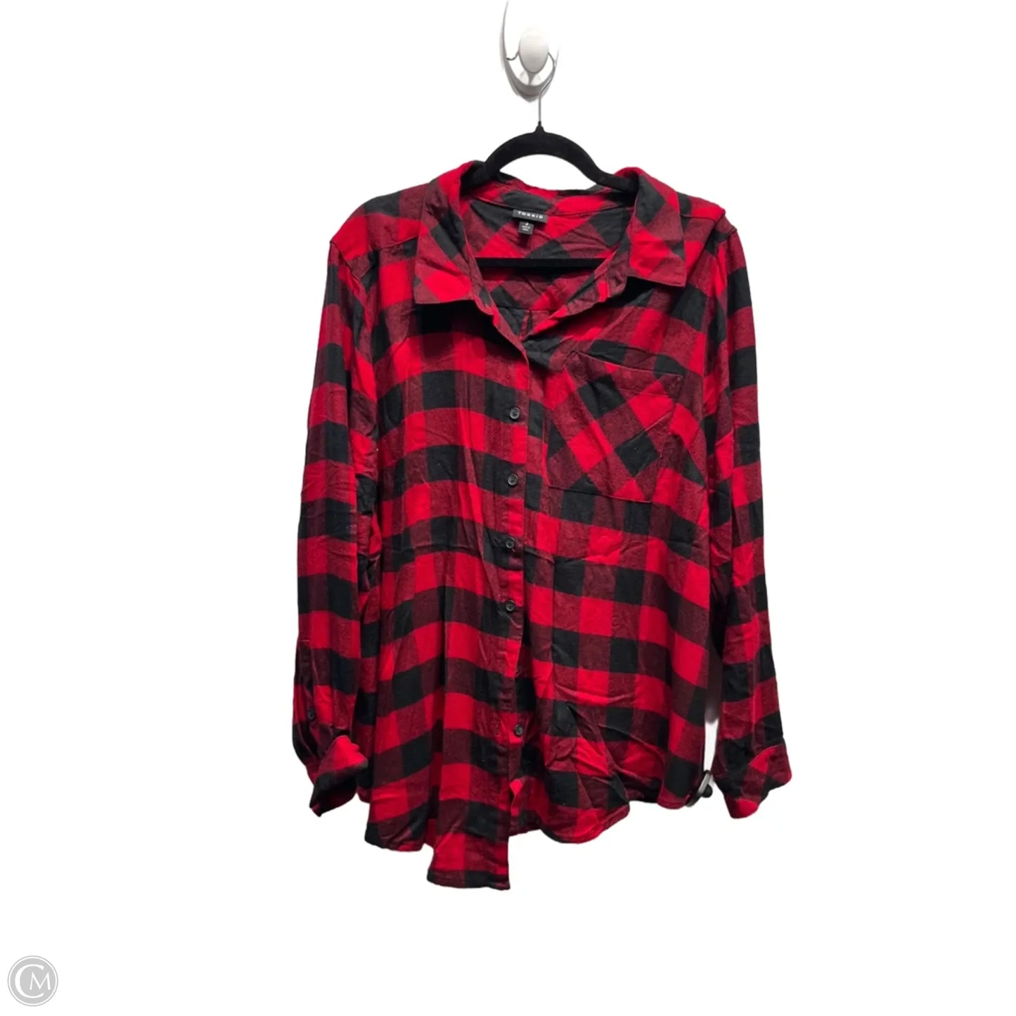 Top Long Sleeve By Torrid In Black & Red, Size: 3x