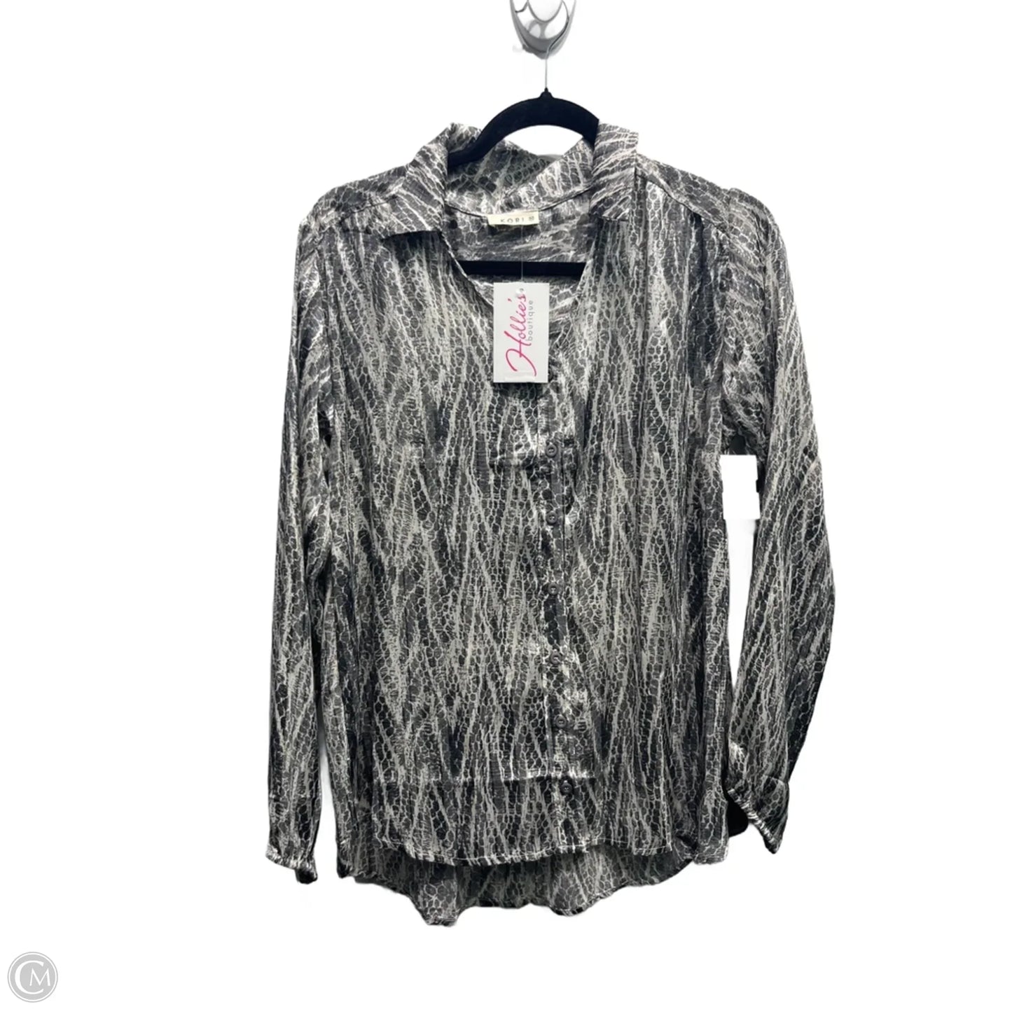 Top Long Sleeve By Bombom In Black & Gold, Size: M