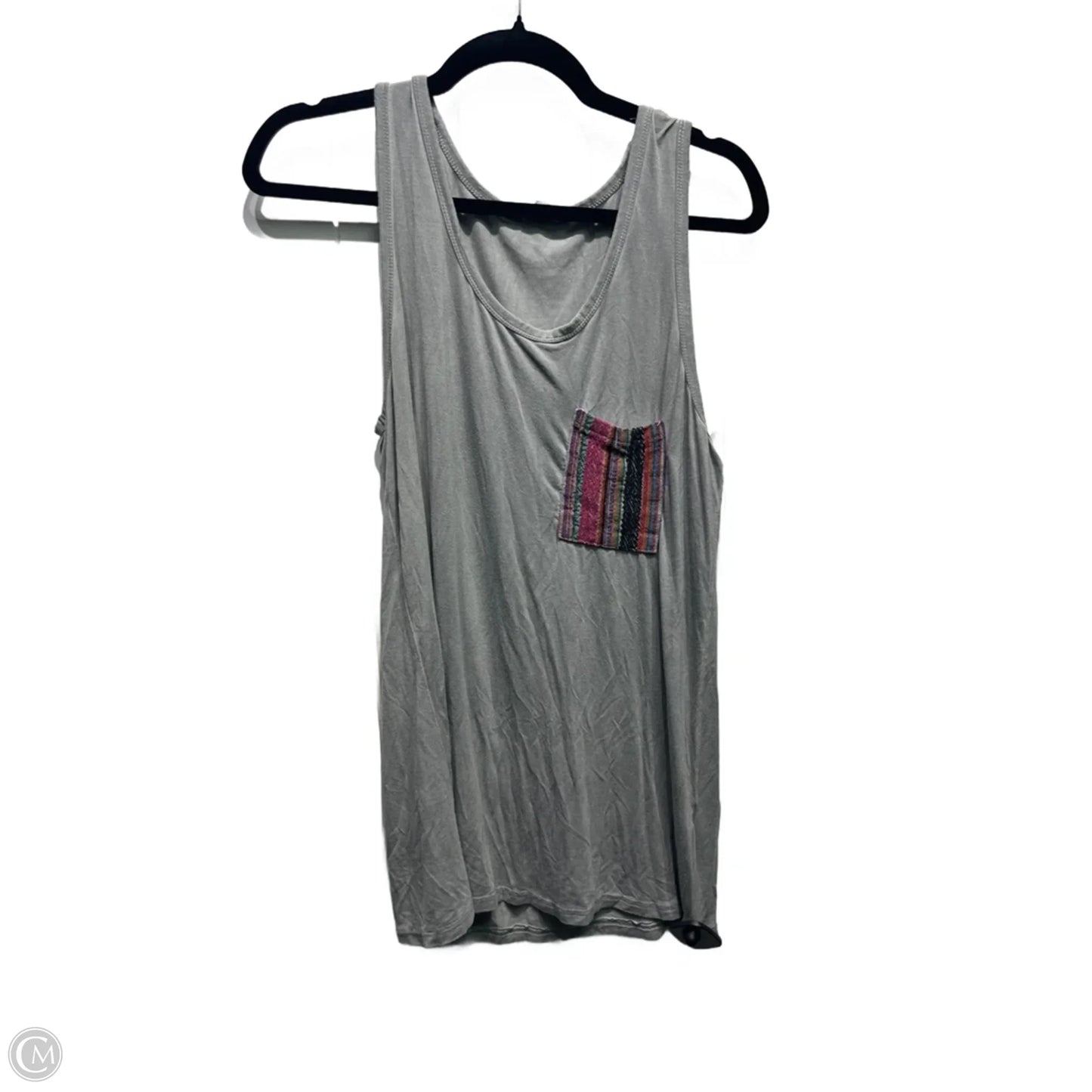 Top Sleeveless By Pol In Grey, Size: L