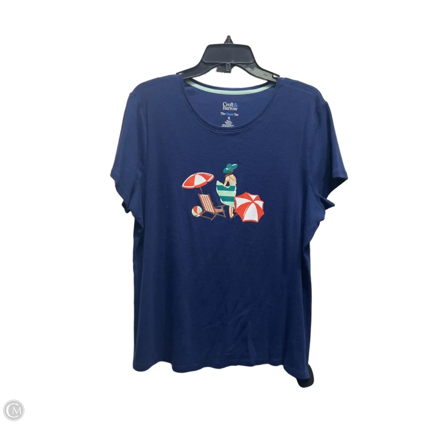 Top Short Sleeve Basic By Croft And Barrow In Navy, Size: Xl