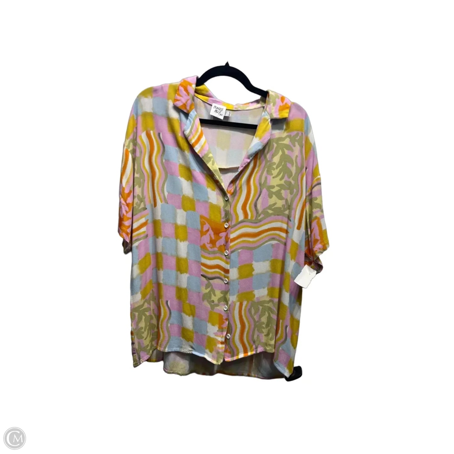 Top Short Sleeve By Princess Polly In Orange & Yellow, Size: S
