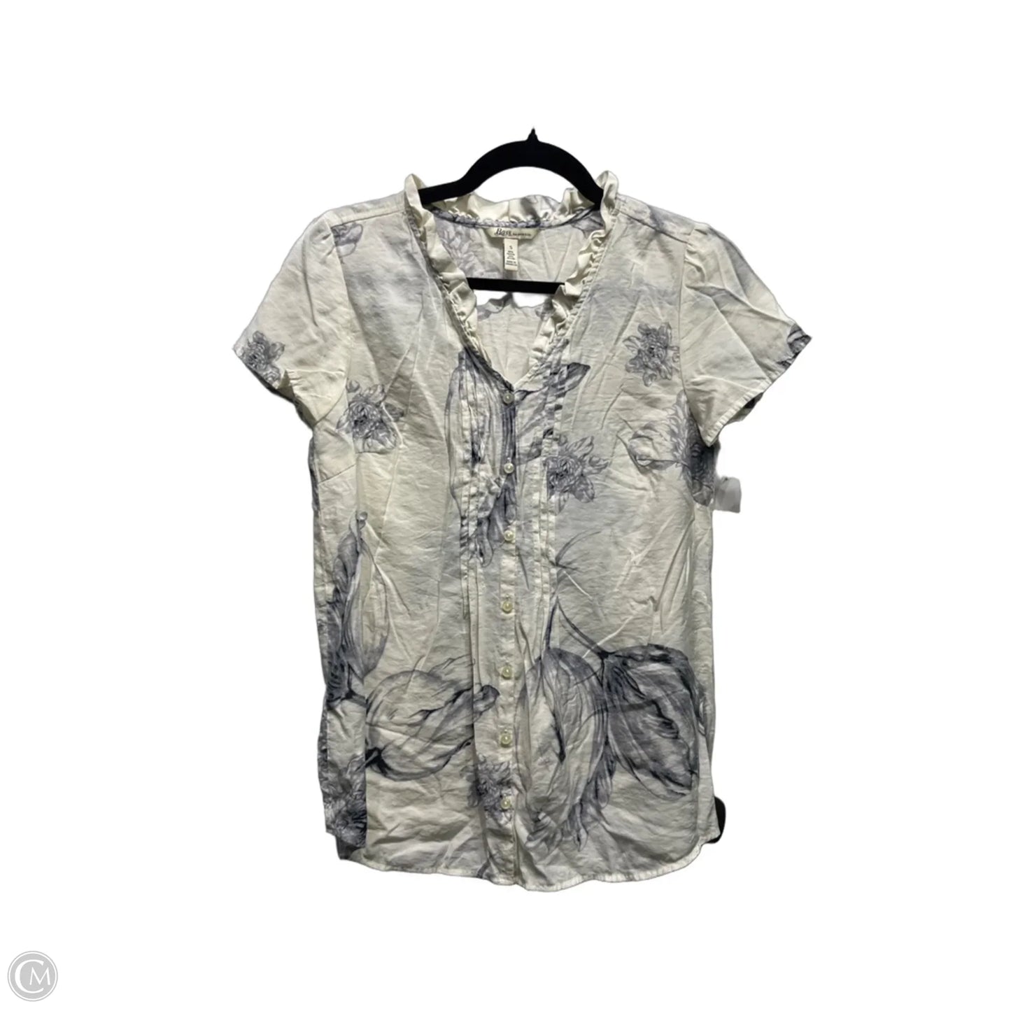 Top Short Sleeve By Bass In Cream & Grey, Size: S