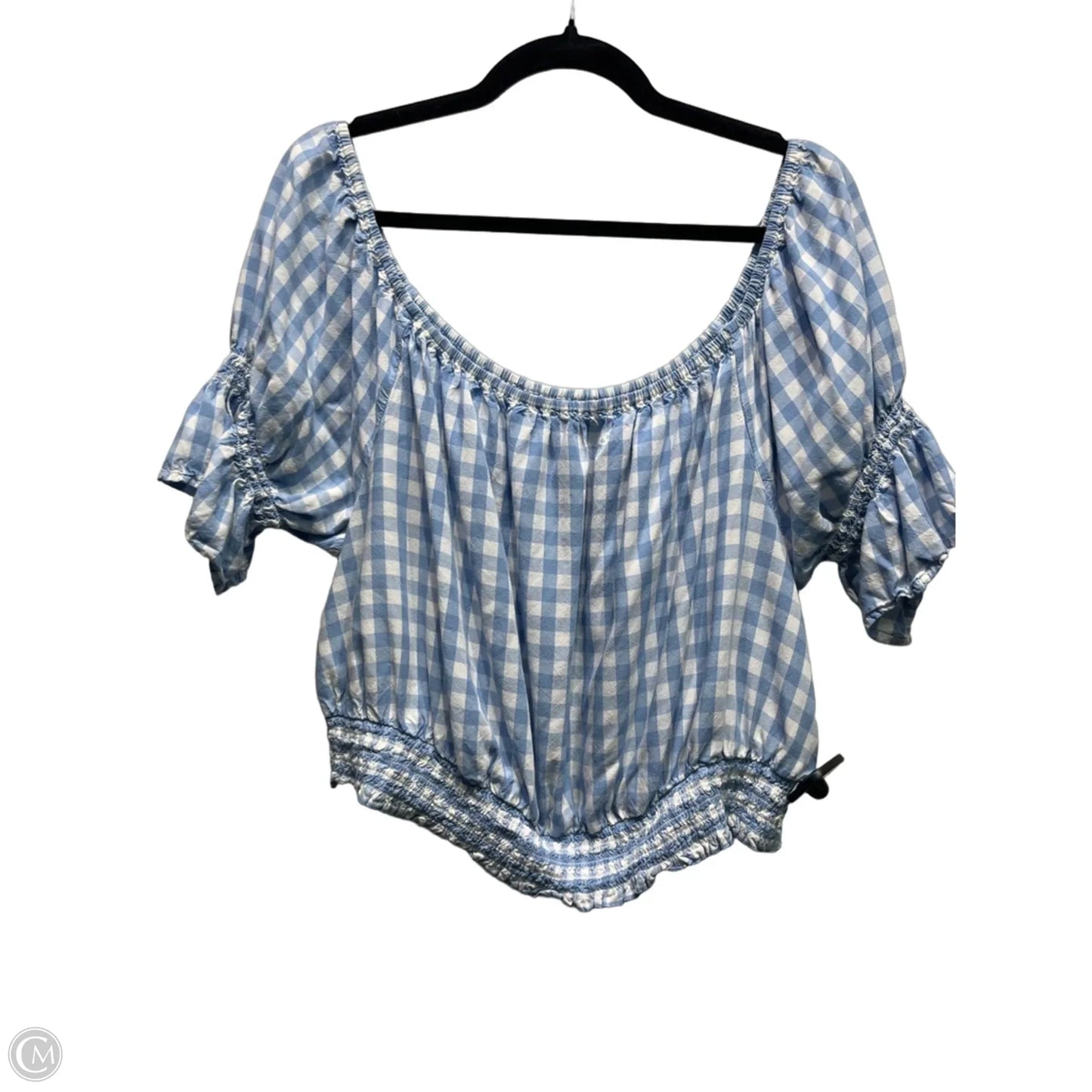 Top Short Sleeve By Lane Bryant In Blue & White, Size: 1x