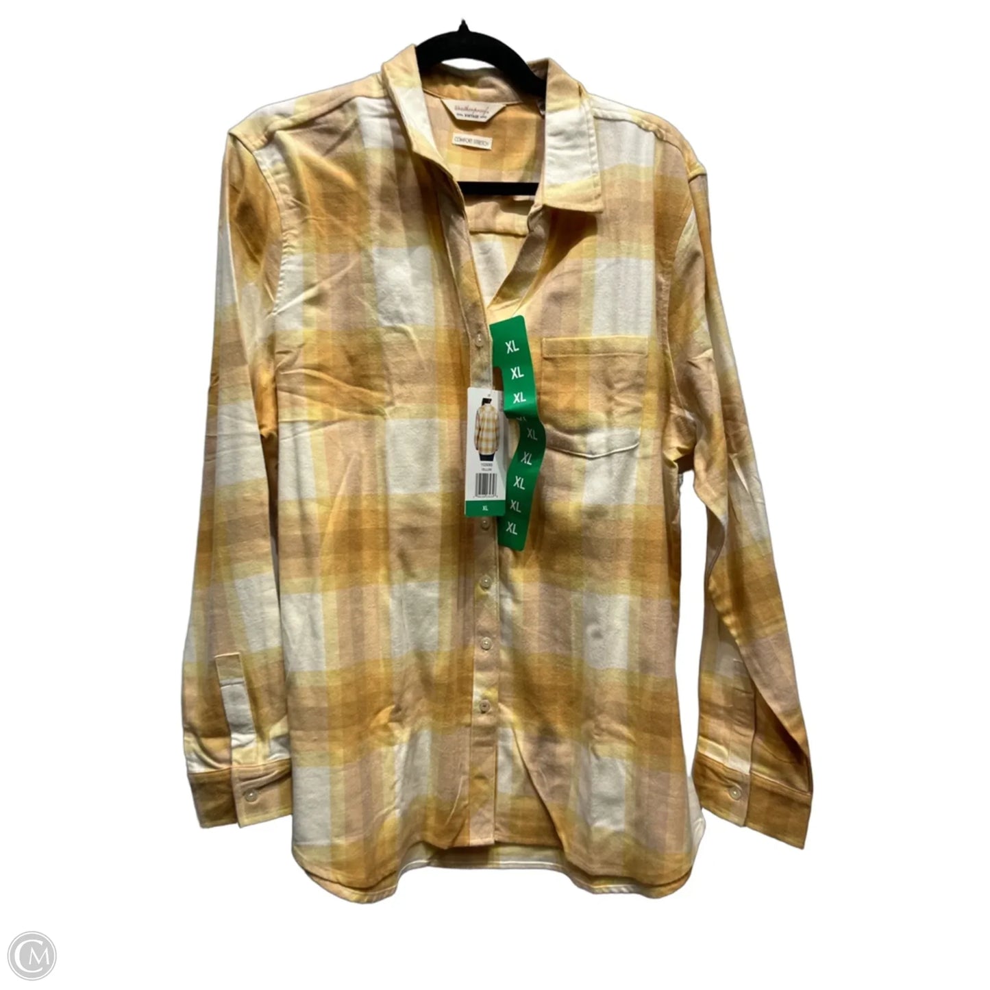 Top Long Sleeve By Weatherproof In Yellow, Size: Xl