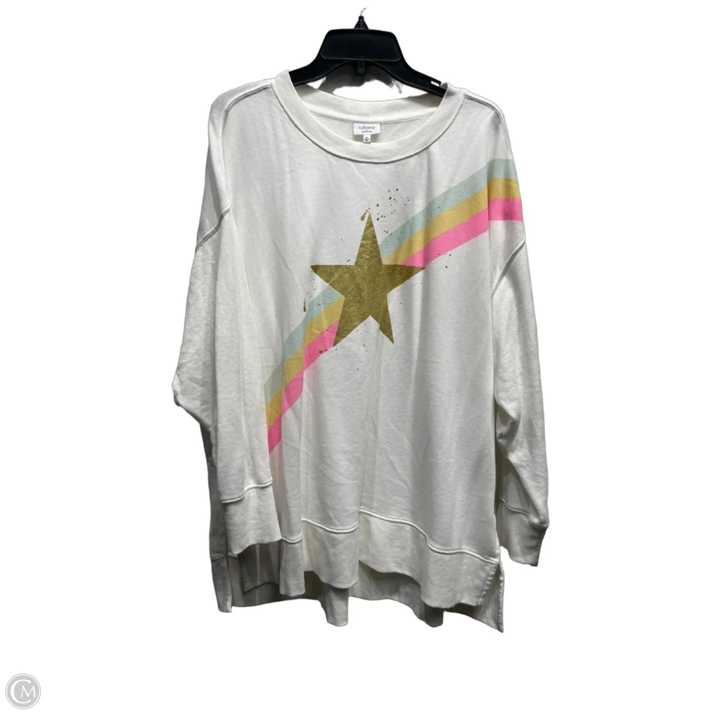 Sweatshirt Crewneck By Crown And Ivy In Pink & Yellow, Size: 2x