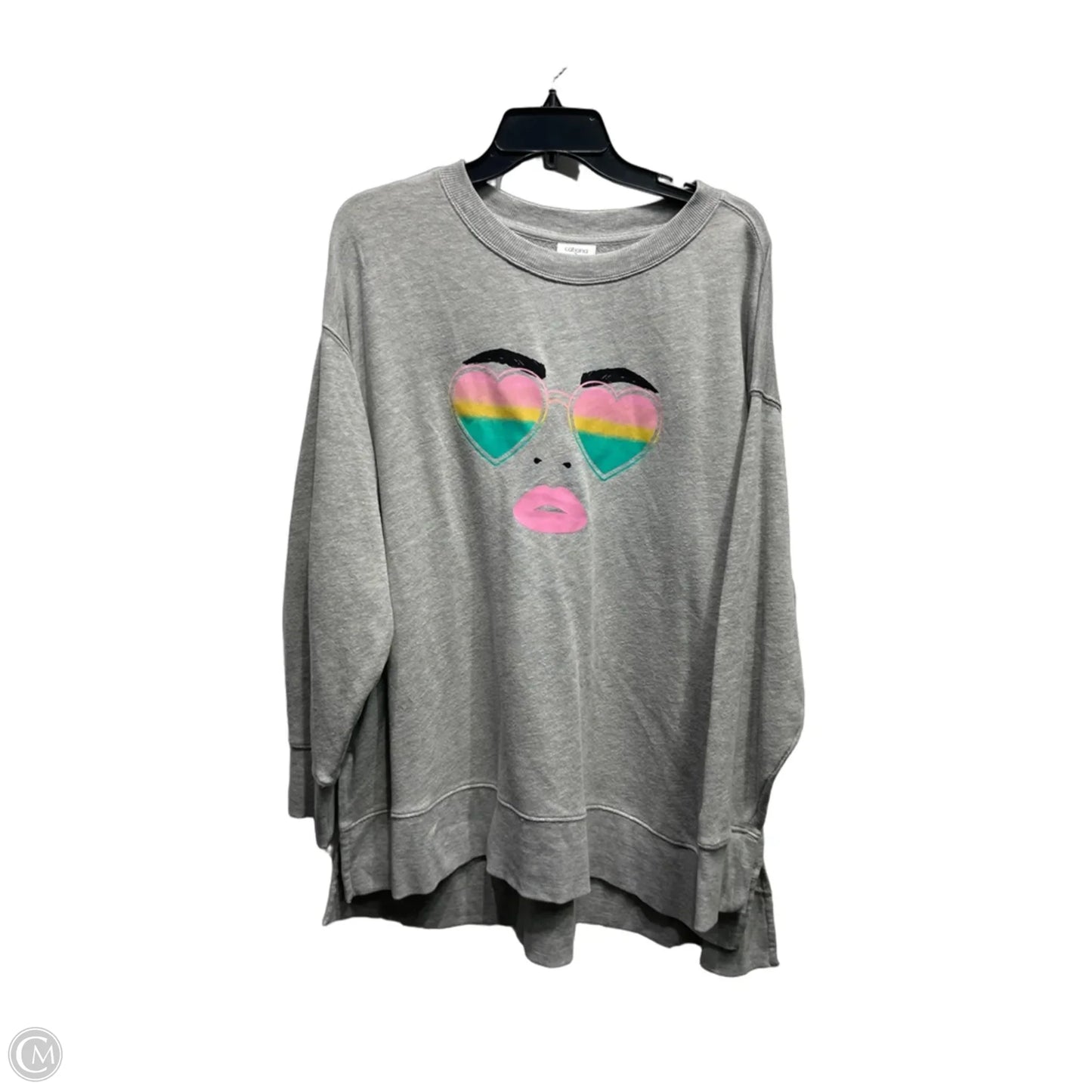 Sweatshirt Crewneck By Crown And Ivy In Grey, Size: 1x