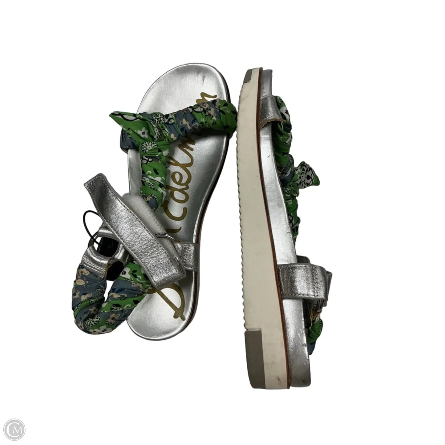 Sandals Flats By Sam Edelman In Green & Silver, Size: 9