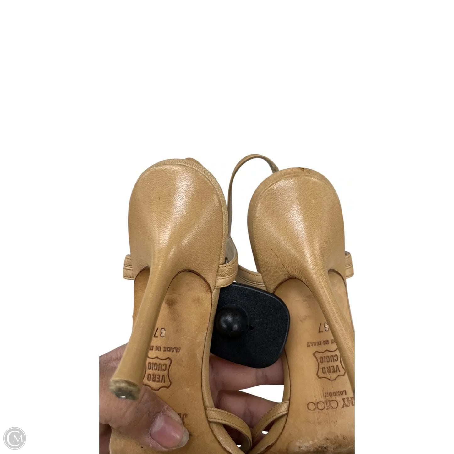 Sandals Luxury Designer By Jimmy Choo In Tan, Size: 7