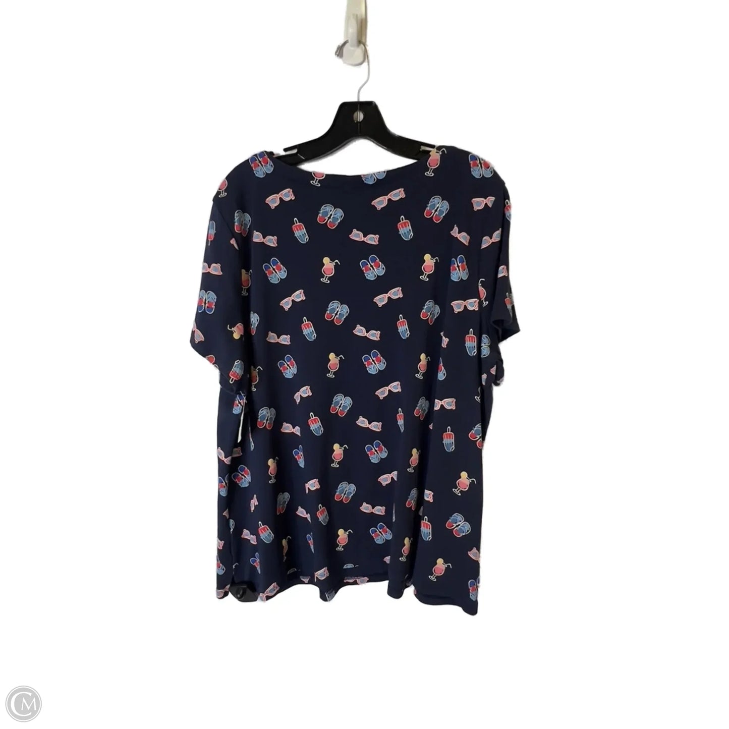 Top Short Sleeve By Kim Rogers In Navy, Size: 1x