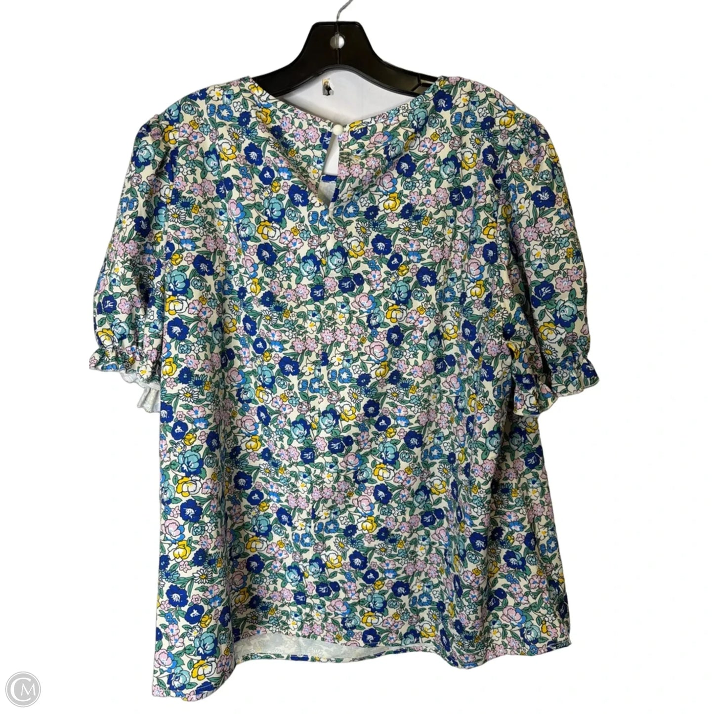 Top Short Sleeve By Shein In Floral Print, Size: 1x