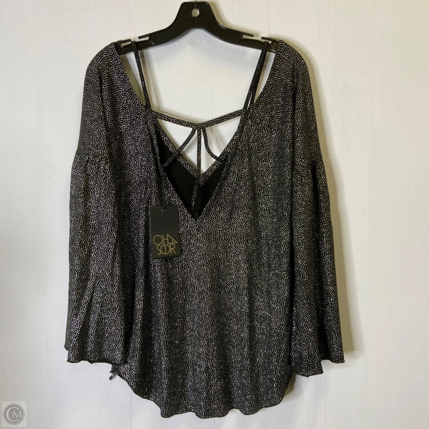 Top Long Sleeve By Chaser In Black & Silver, Size: M