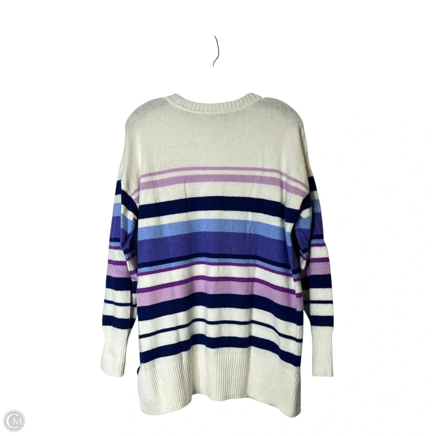 Top Long Sleeve Basic By Loft In Purple & White, Size: M