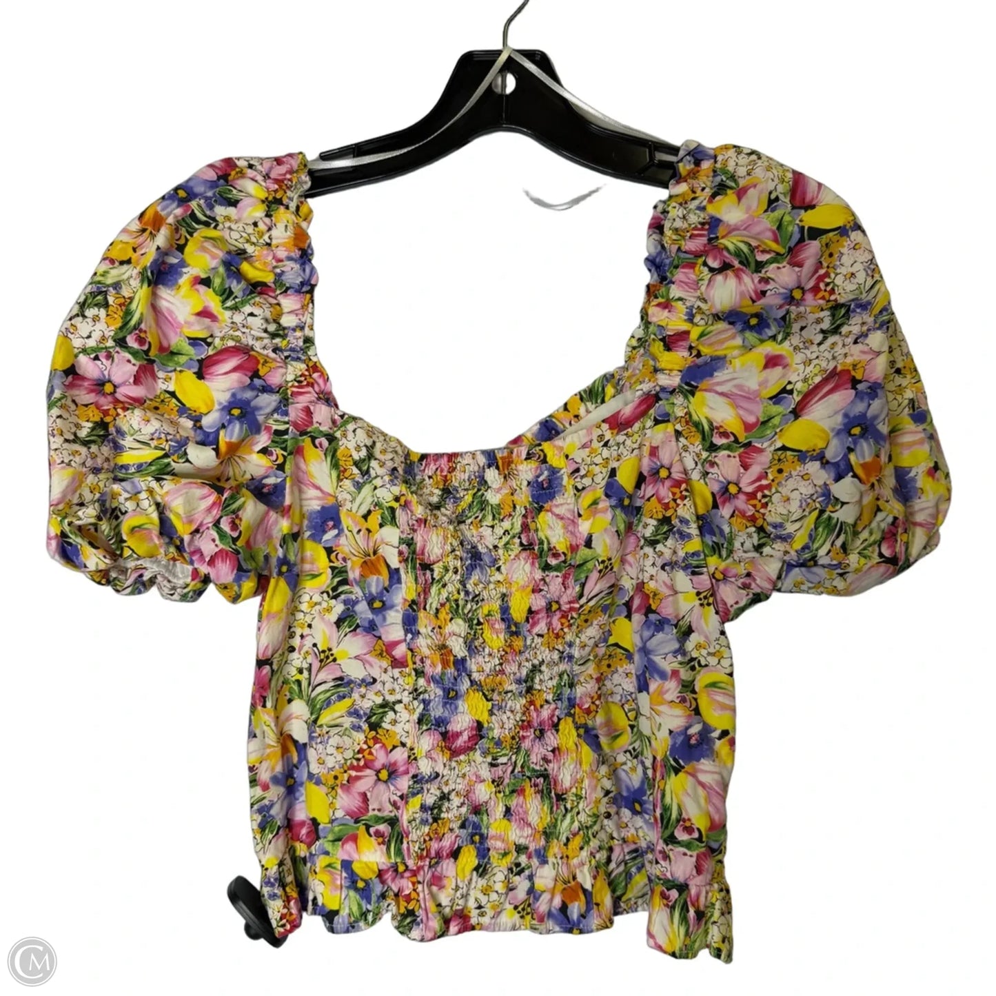 Top Short Sleeve By Zara In Floral Print, Size: L