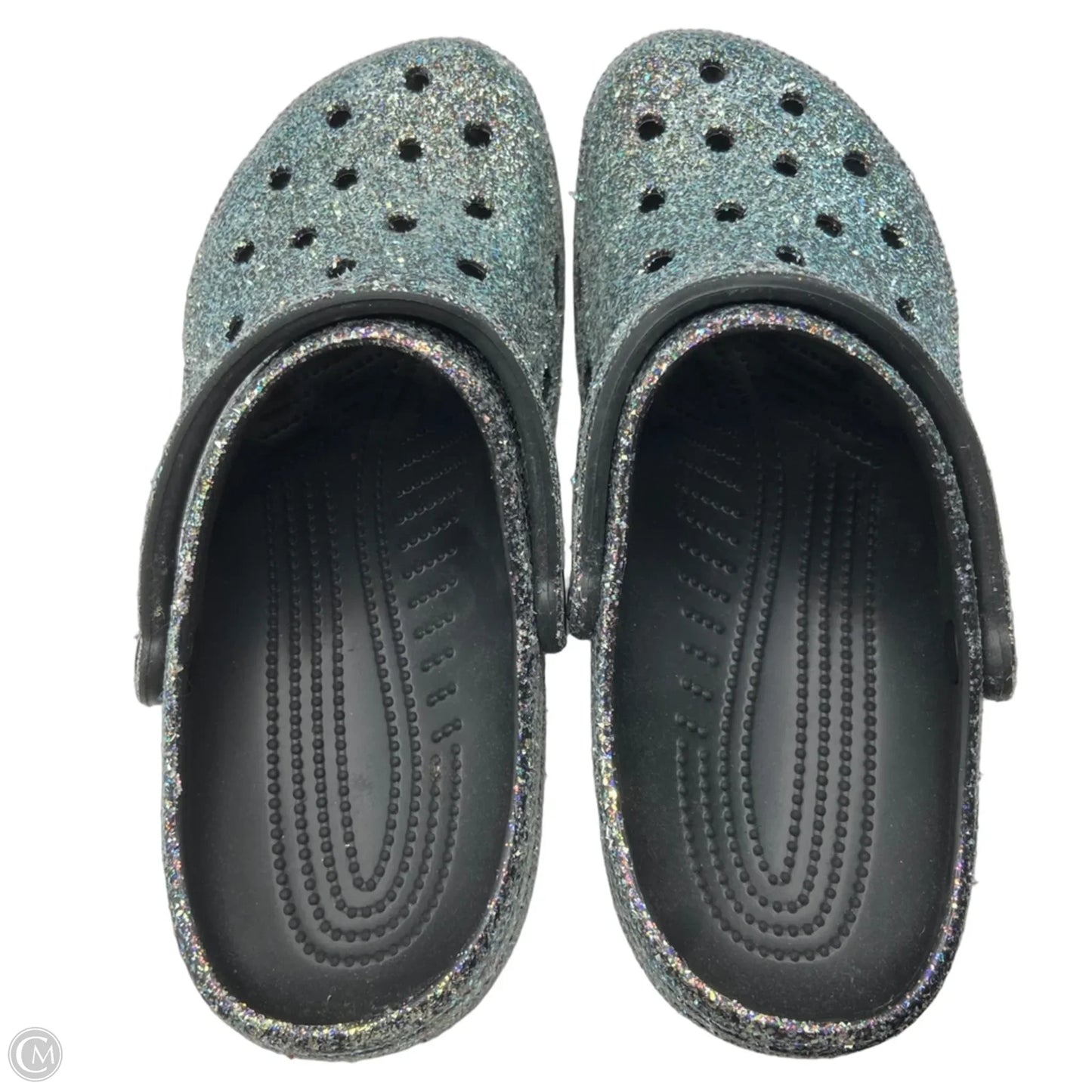 Shoes Flats By Crocs In Silver, Size: 11