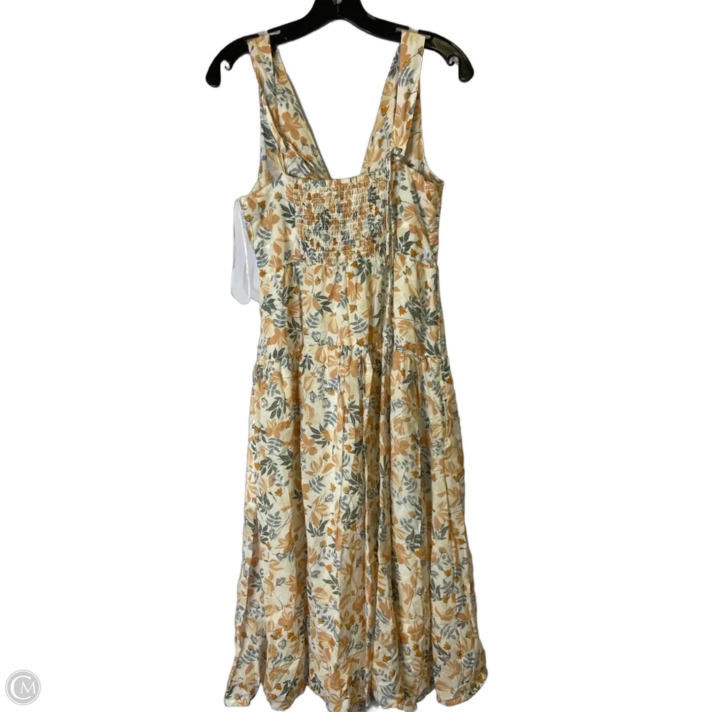Dress Casual Midi By Joie In Cream & Orange, Size: 6