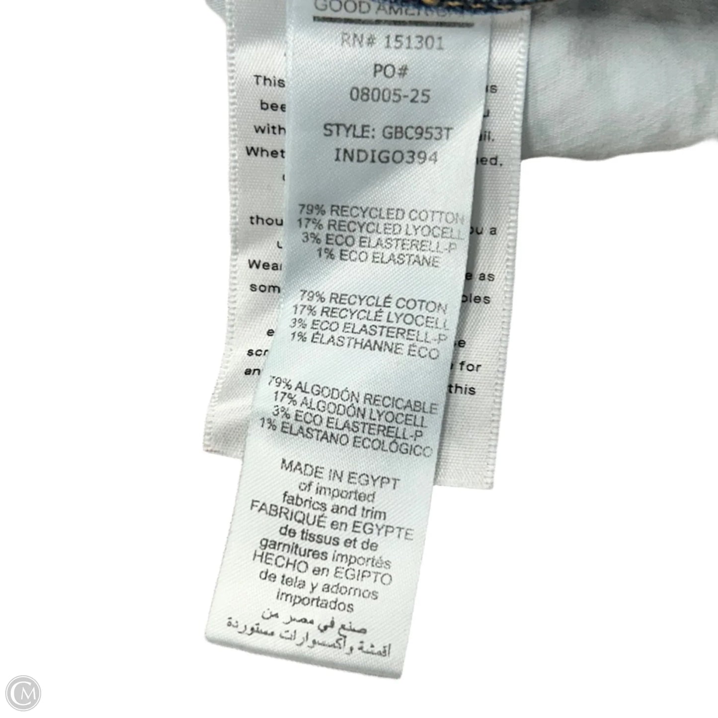 Jeans Straight By Good American In Blue Denim, Size: 18