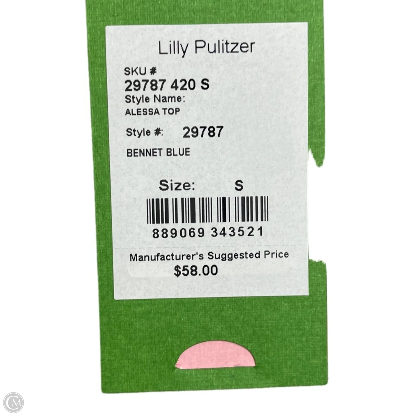 Top Short Sleeve Designer By Lilly Pulitzer In Blue, Size: S