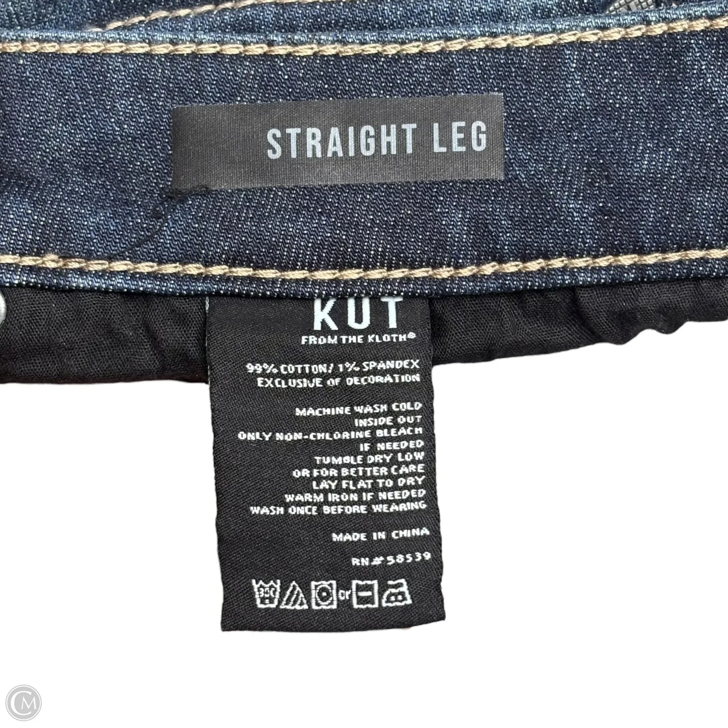 Jeans Straight By Kut In Blue Denim, Size: 14