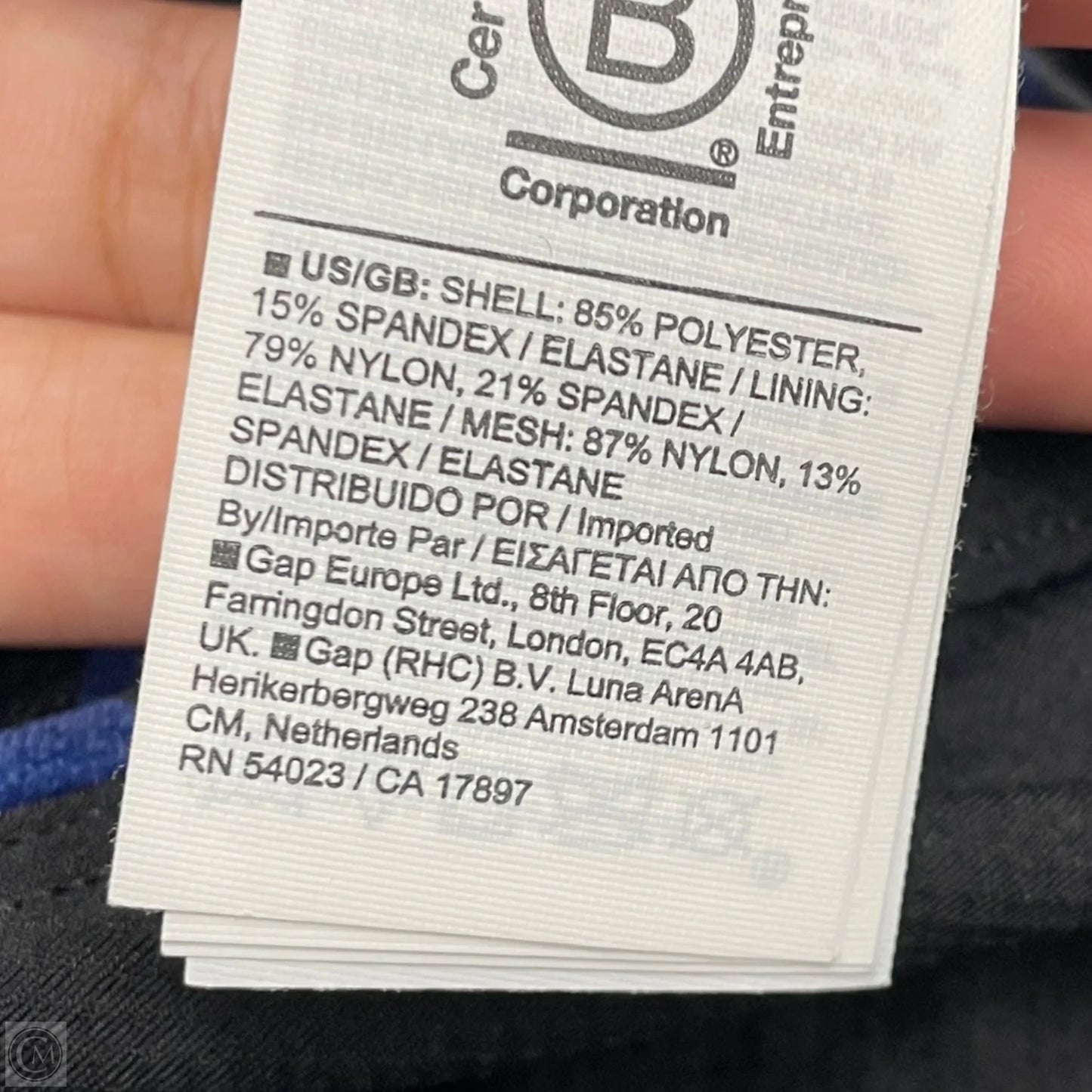 Athletic Top Short Sleeve By Athleta In Black & Blue, Size: M