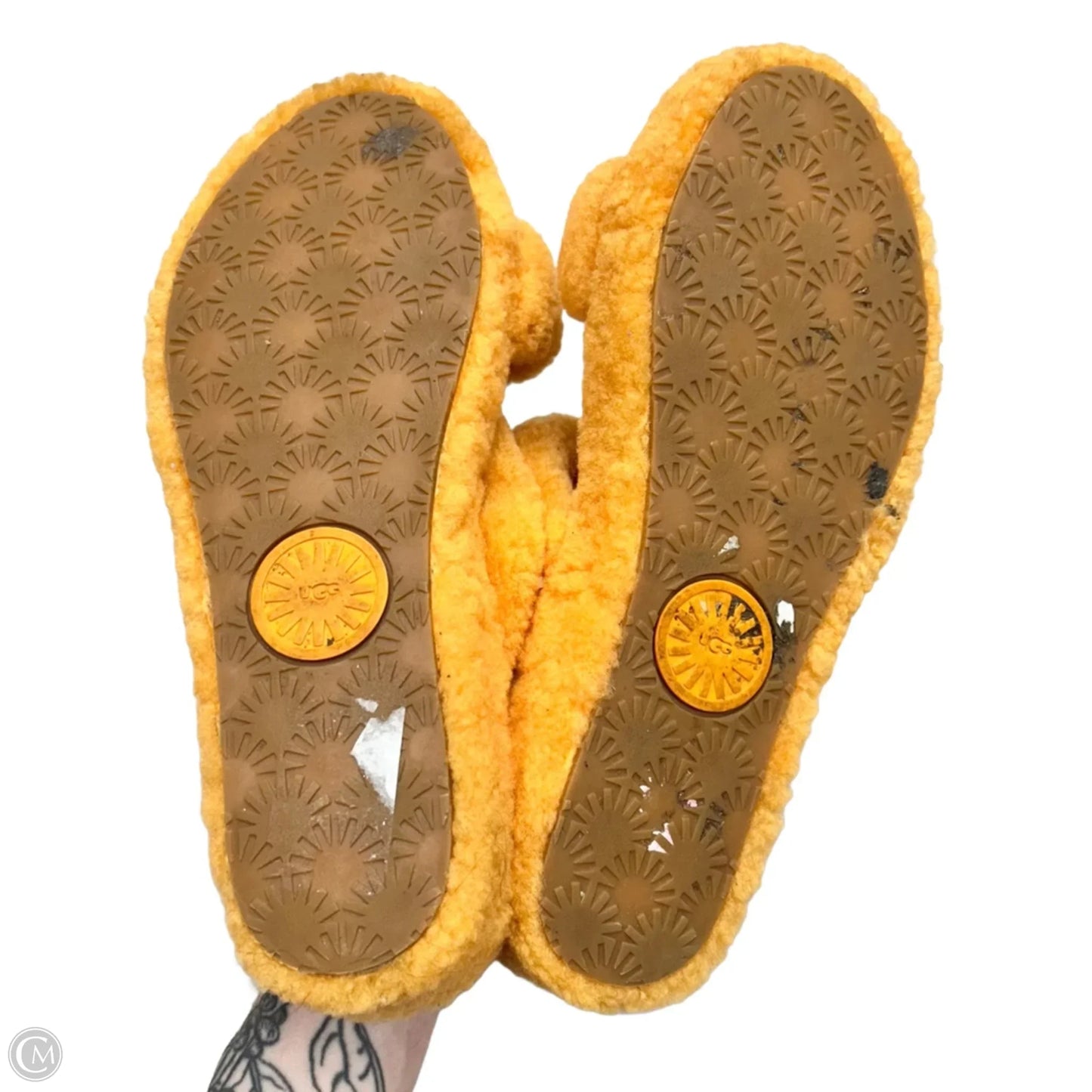 Slippers Designer By Ugg In Orange, Size: 11