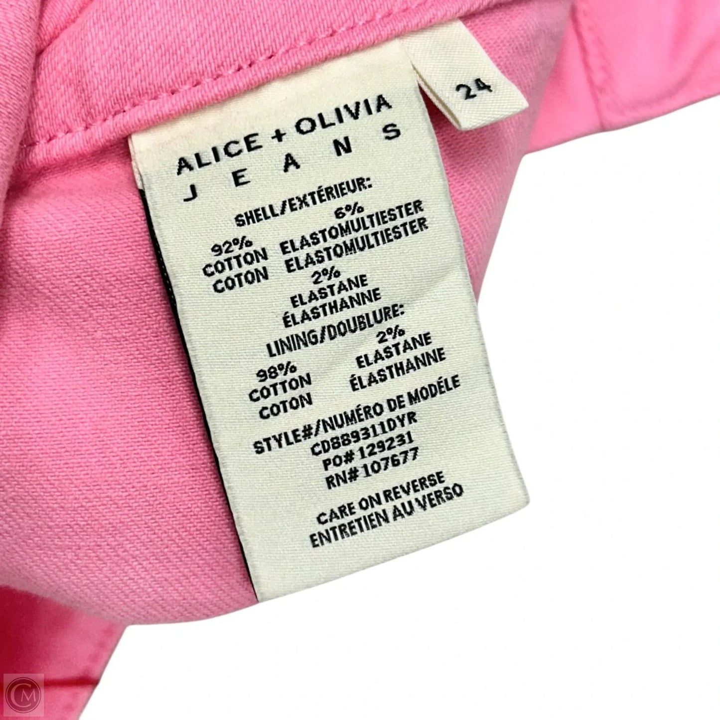 Jeans Designer By Alice + Olivia In Pink Denim, Size: 0