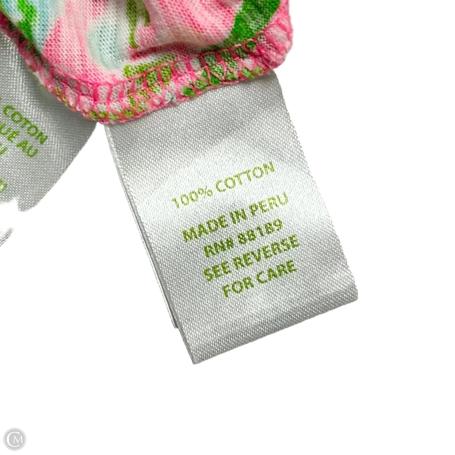 Top Short Sleeve Designer By Lilly Pulitzer In Green & Pink, Size: S