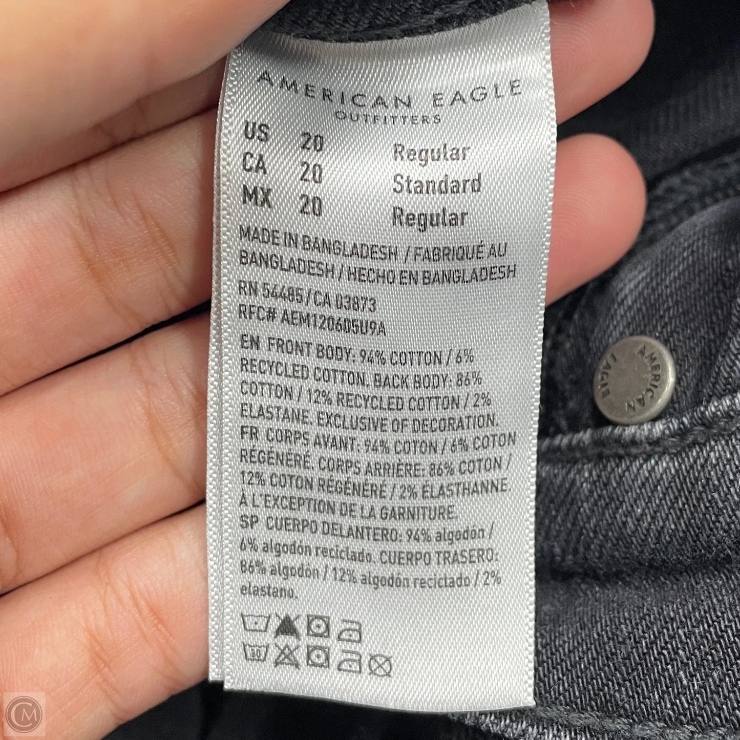 Jeans Straight By American Eagle In Black Denim, Size: 20