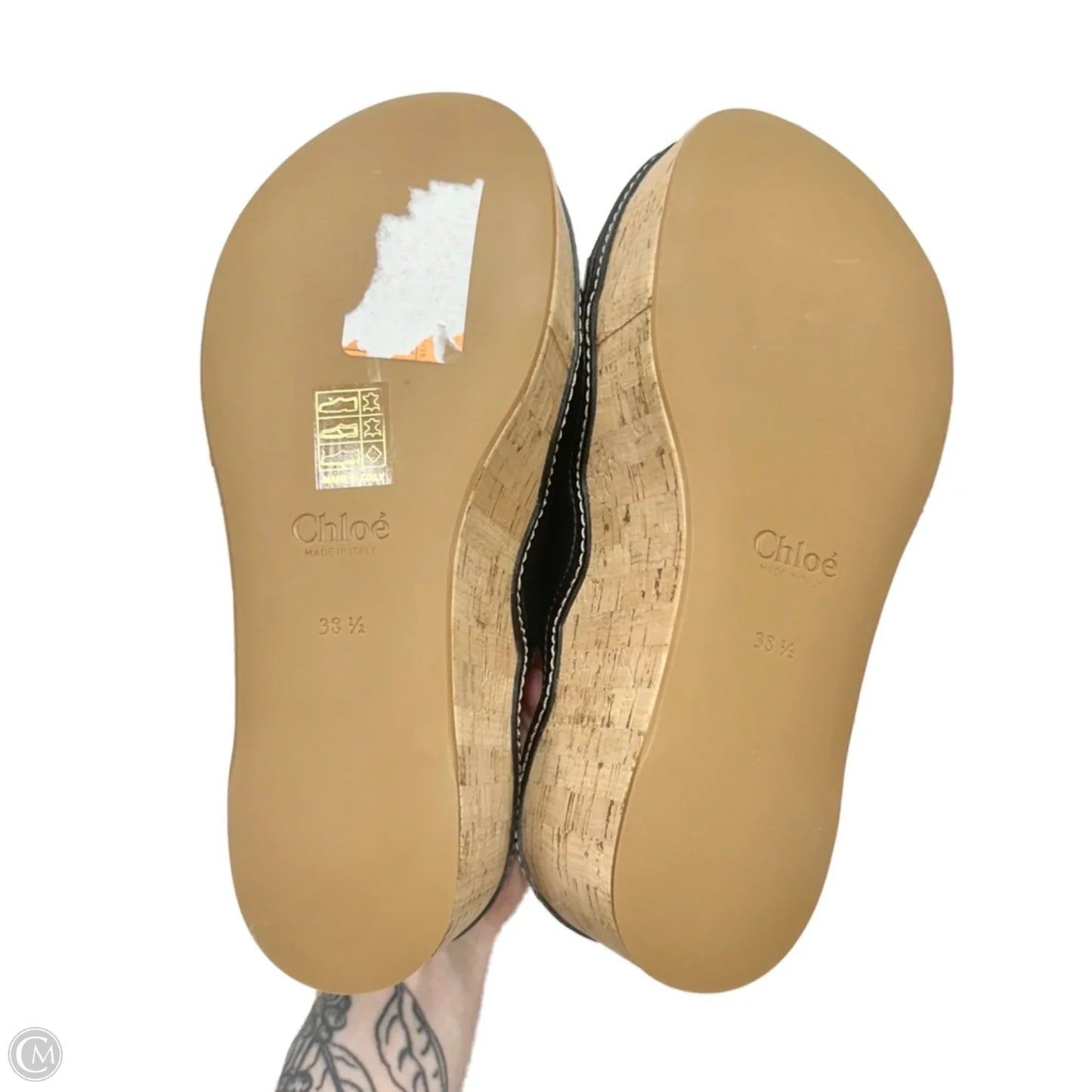 Sandals Luxury Designer By Chloe In Black, Size: 8.5