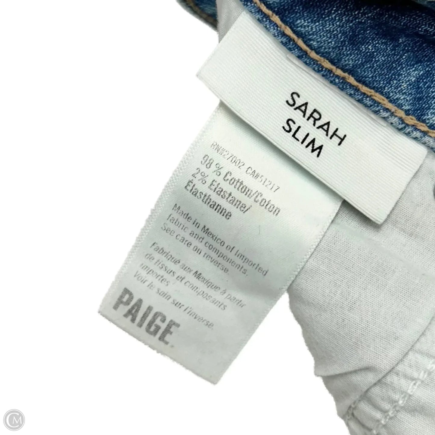 Jeans Straight By Paige In Blue Denim, Size: 0