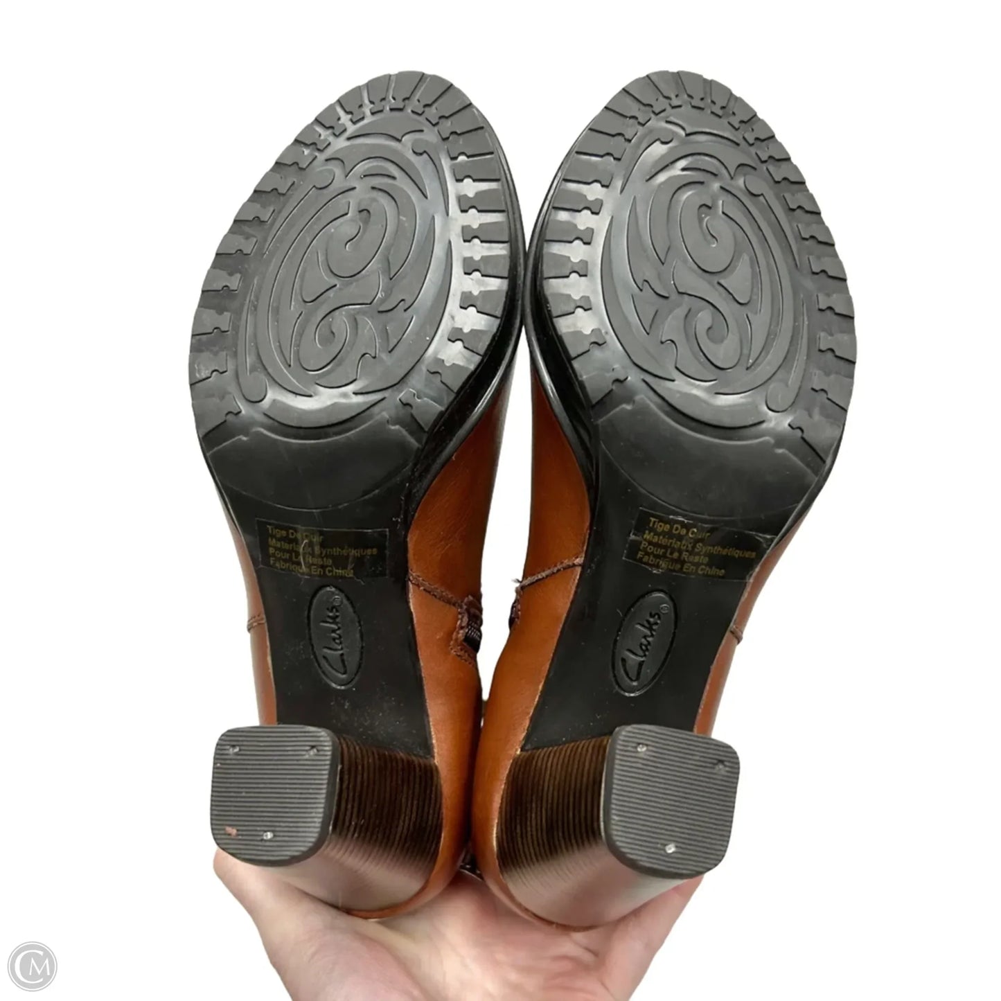 Boots Ankle Heels By Clarks In Brown, Size: 7