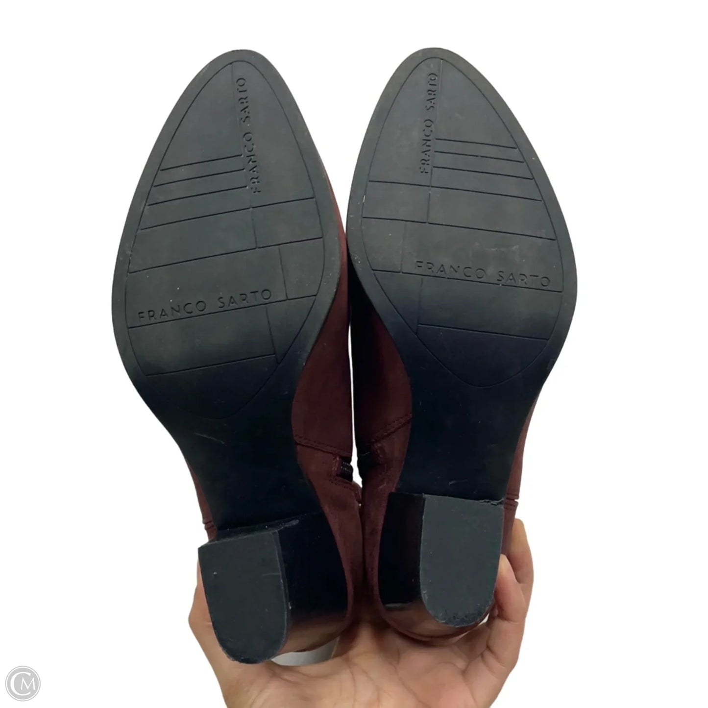Boots Ankle Heels By Franco Sarto In Maroon, Size: 8.5