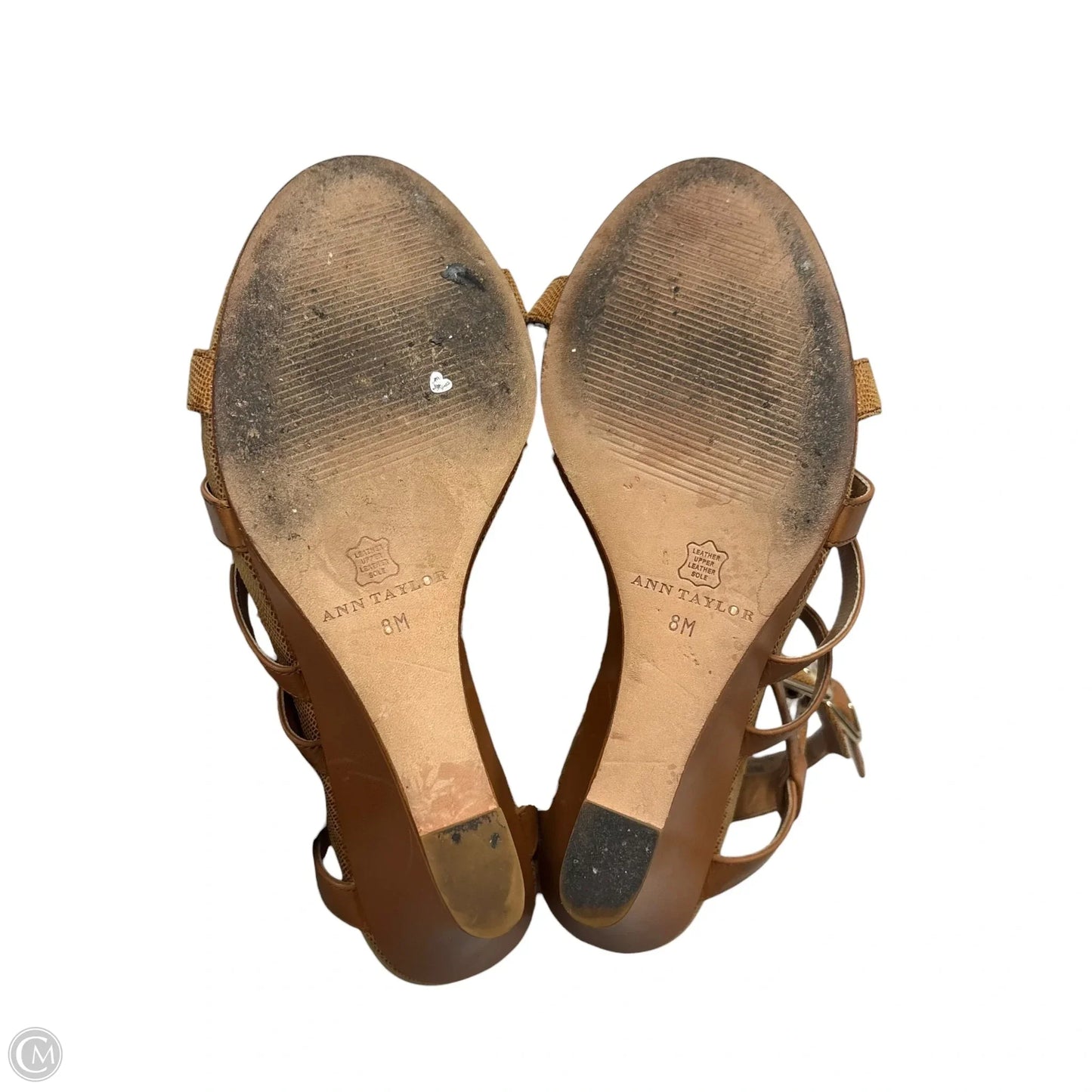 Sandals Heels Wedge By Ann Taylor In Tan, Size: 8