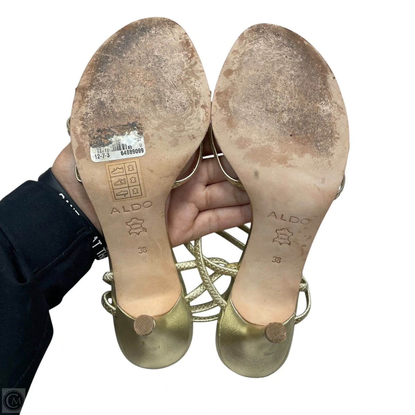 Sandals Heels Kitten By Aldo In Gold, Size: 7.5