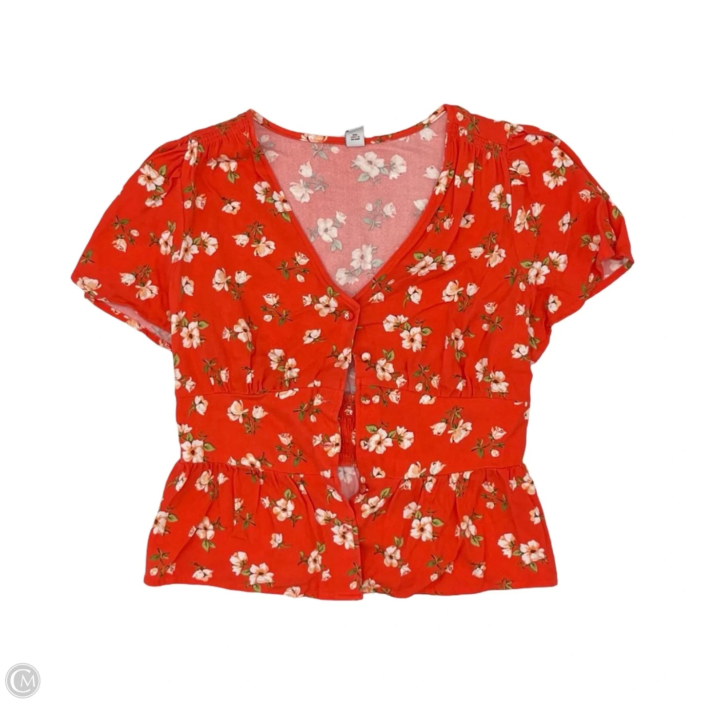 Blouse Short Sleeve By Old Navy In Floral Print, Size: M