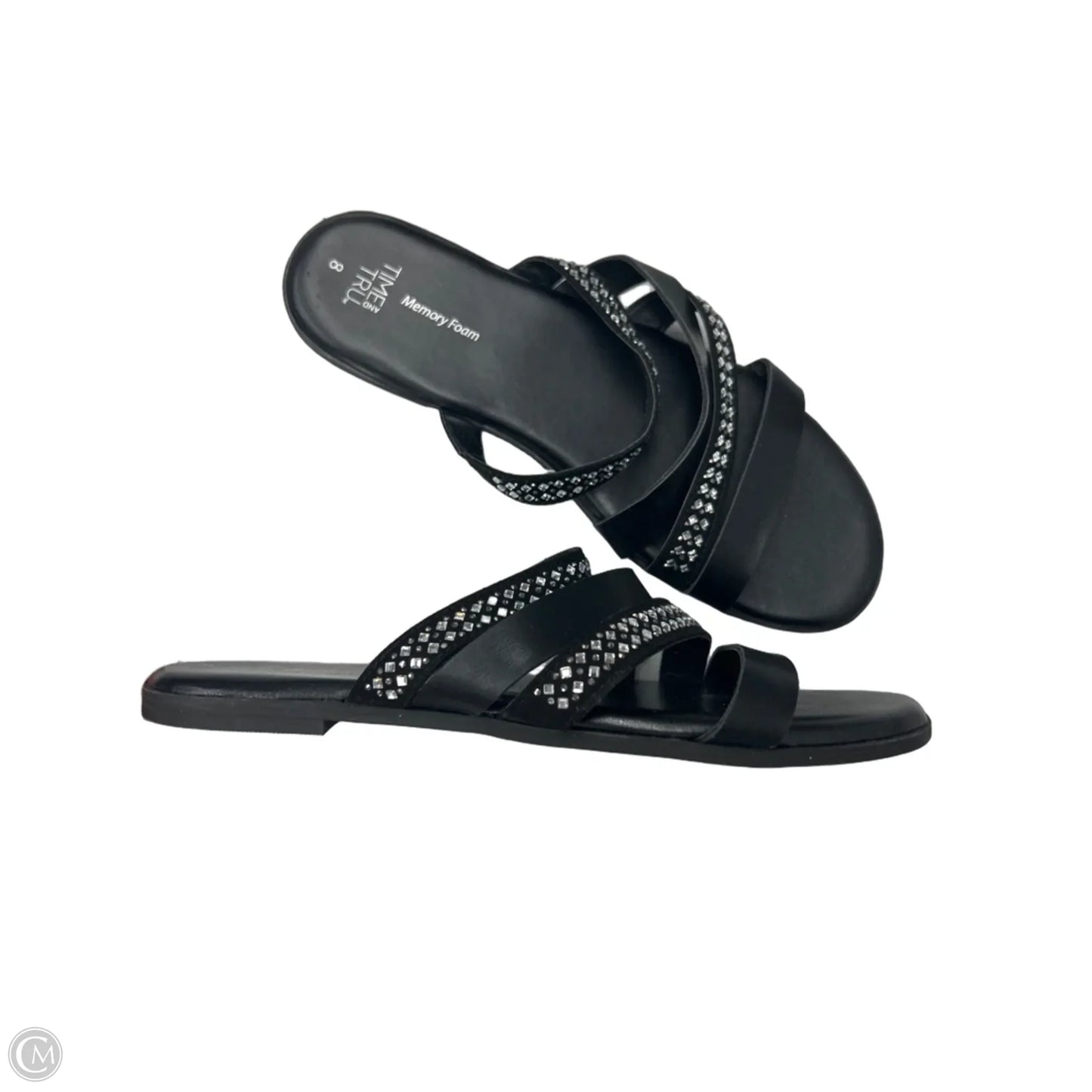 Sandals Flats By Time And Tru In Black, Size: 8