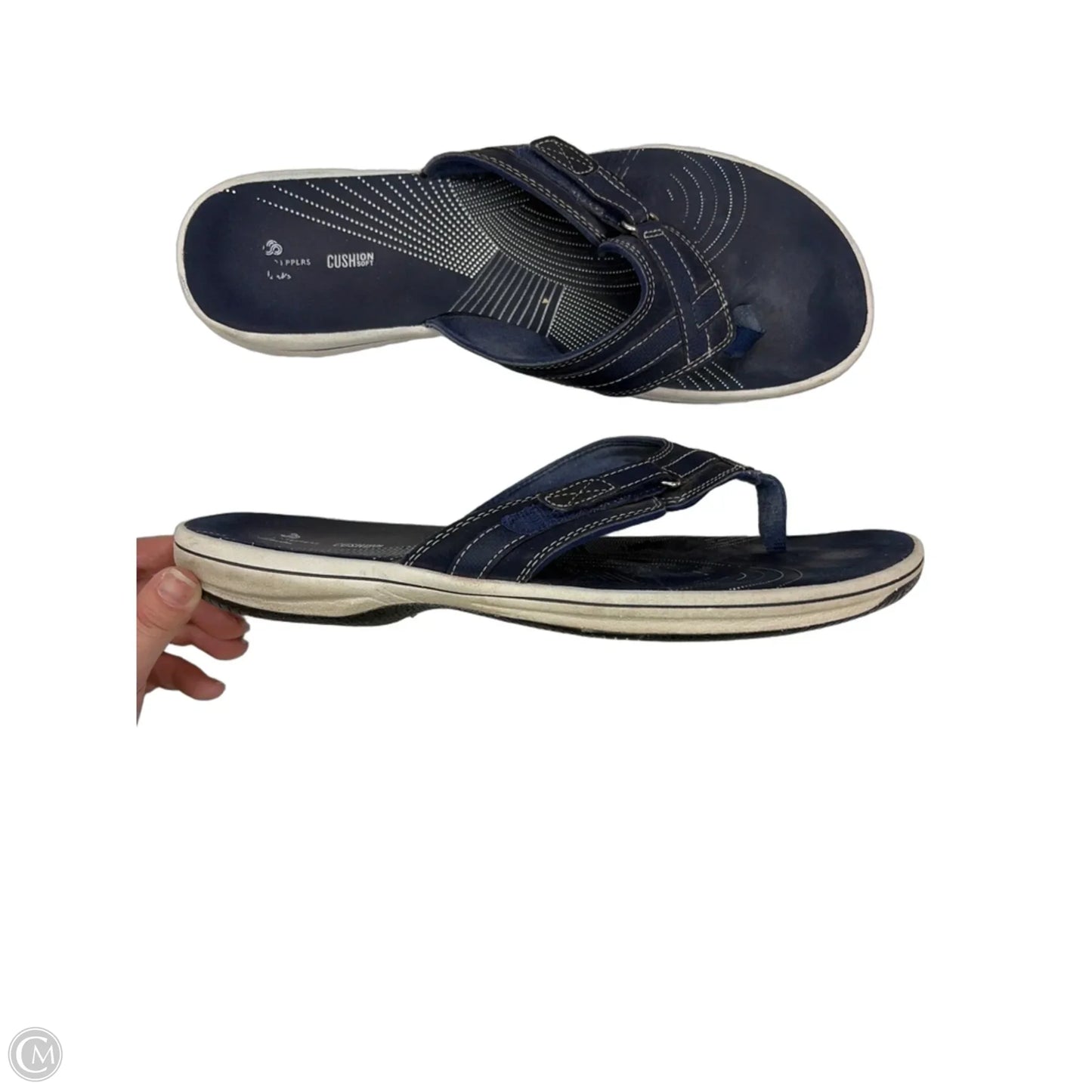 Sandals Flip Flops By Clarks In Navy, Size: 11