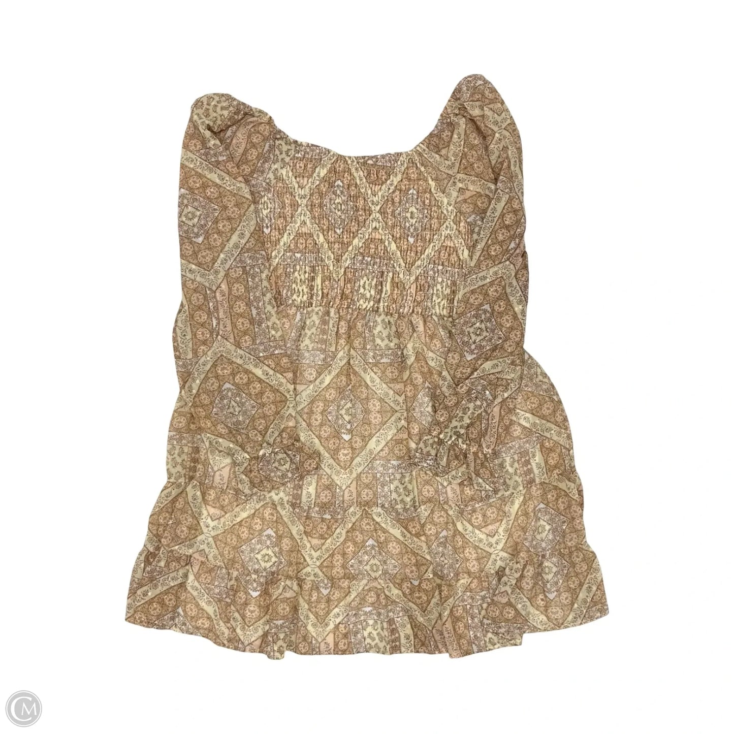 Dress Party Short By Ultra Flirt In Tan & Yellow, Size: 1x