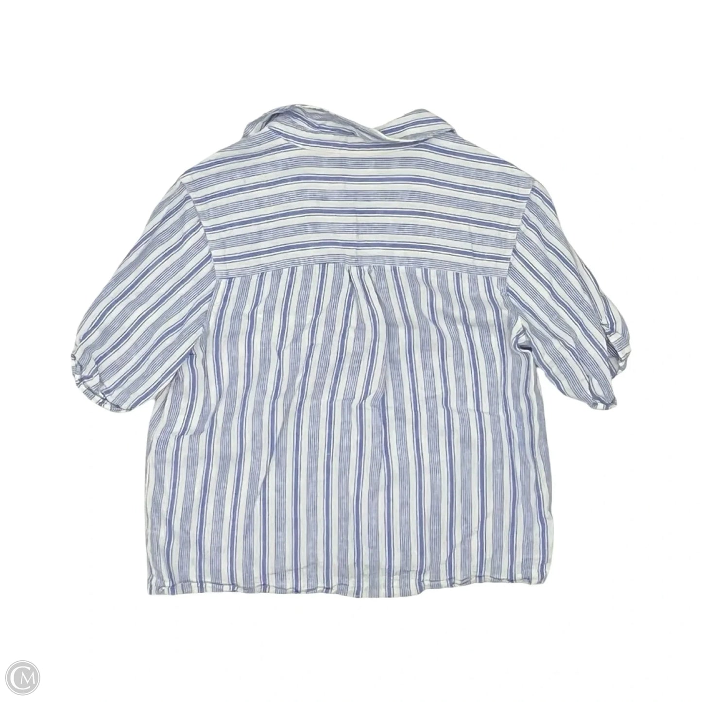 Blouse Short Sleeve By Universal Thread In Blue & Cream, Size: Xs